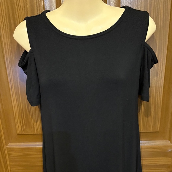 WHBM Black Sheath Dress Cold Shoulder Sleeves Women's XS - Picture 4 of 9